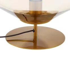 Lindby bordlampe Lelia, rav, glas, metal, Ø 35 cm