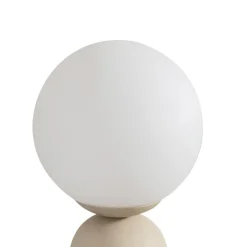 Lindby bordlampe Lennes, beige, glas, Ø 20 cm