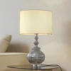Lindby bordlampe Loraine, hvid/grå, glas, Ø 33 cm, E27