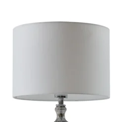Lindby bordlampe Loraine, hvid/grå, glas, Ø 33 cm, E27