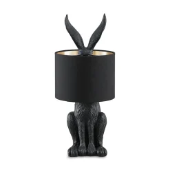 Lindby bordlampe Lorentina, 56 cm, kanin, sort, tekstil