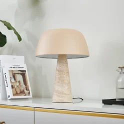 Lindby bordlampe Magritt, beige, metal, sten, 41 cm