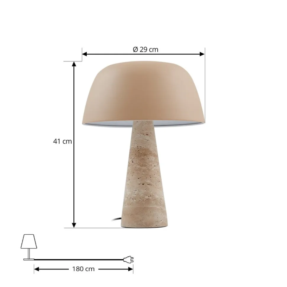 Lindby bordlampe Magritt, beige, metal, sten, 41 cm