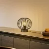 Lindby bordlampe Maivi, sort, 25 cm, jern, bur