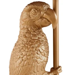Lindby bordlampe Marula, guld, blomsterprint, tekstil, E27