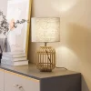 Lindby bordlampe Marzanna, grå, bambus, 42,5 cm, E27