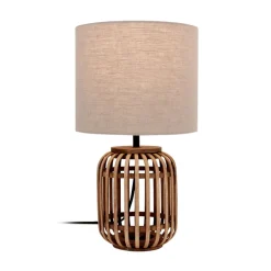 Lindby bordlampe Marzanna, grå, bambus, 42,5 cm, E27
