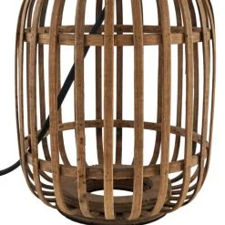 Lindby bordlampe Marzanna, grå, bambus, 42,5 cm, E27
