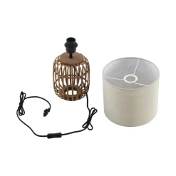 Lindby bordlampe Marzanna, grå, bambus, 42,5 cm, E27