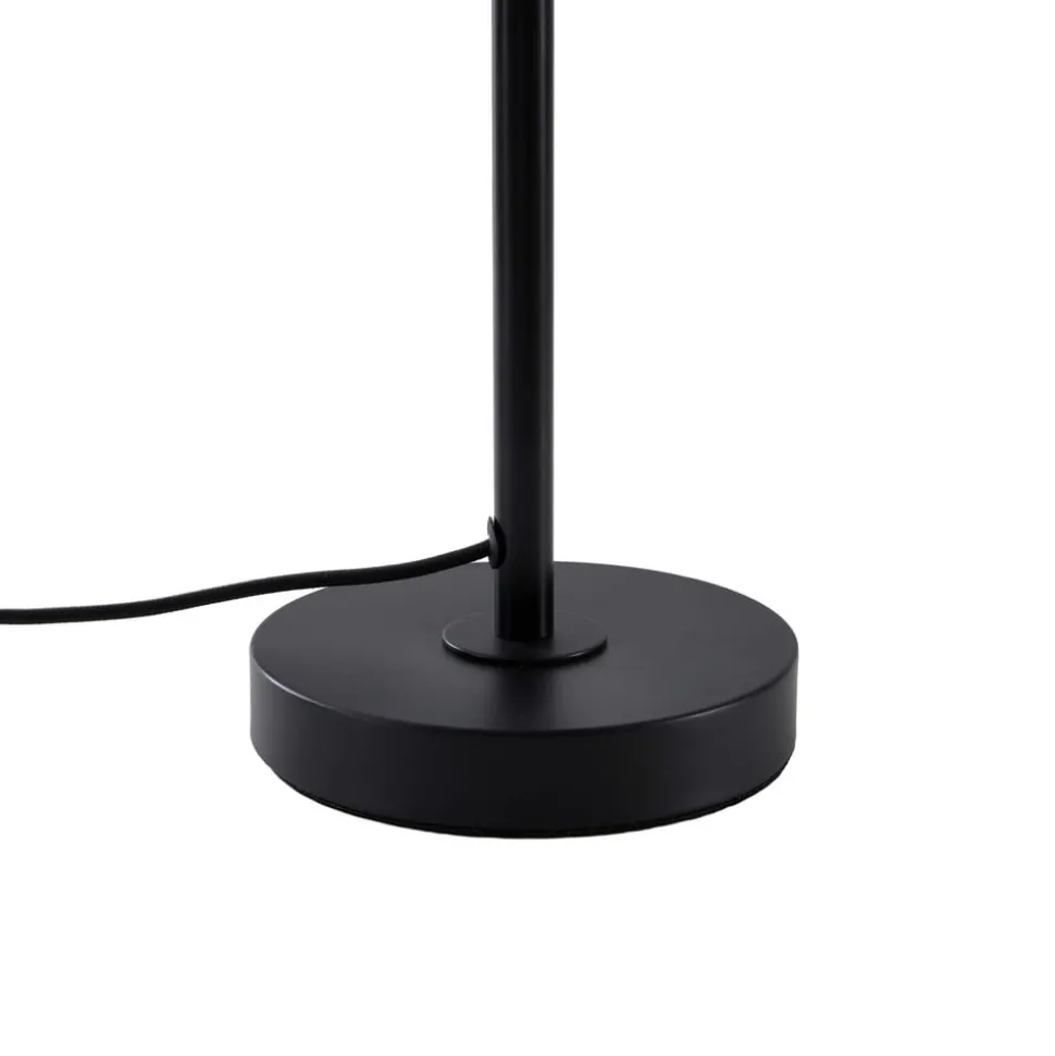 Lindby bordlampe Nerys, sort, bambus, Ø 28 cm