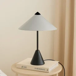 Lindby bordlampe Norvik, højde 35 cm, sort/grå, metal