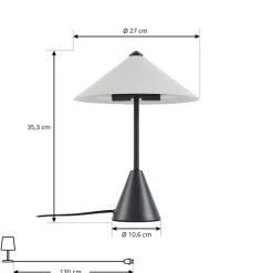 Lindby bordlampe Norvik, højde 35 cm, sort/grå, metal