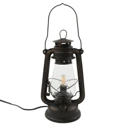 Lindby bordlampe Raisa, rustfarvet, metal, lygte, E14