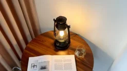 Lindby bordlampe Raisa, rustfarvet, metal, lygte, E14