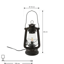 Lindby bordlampe Raisa, rustfarvet, metal, lygte, E14
