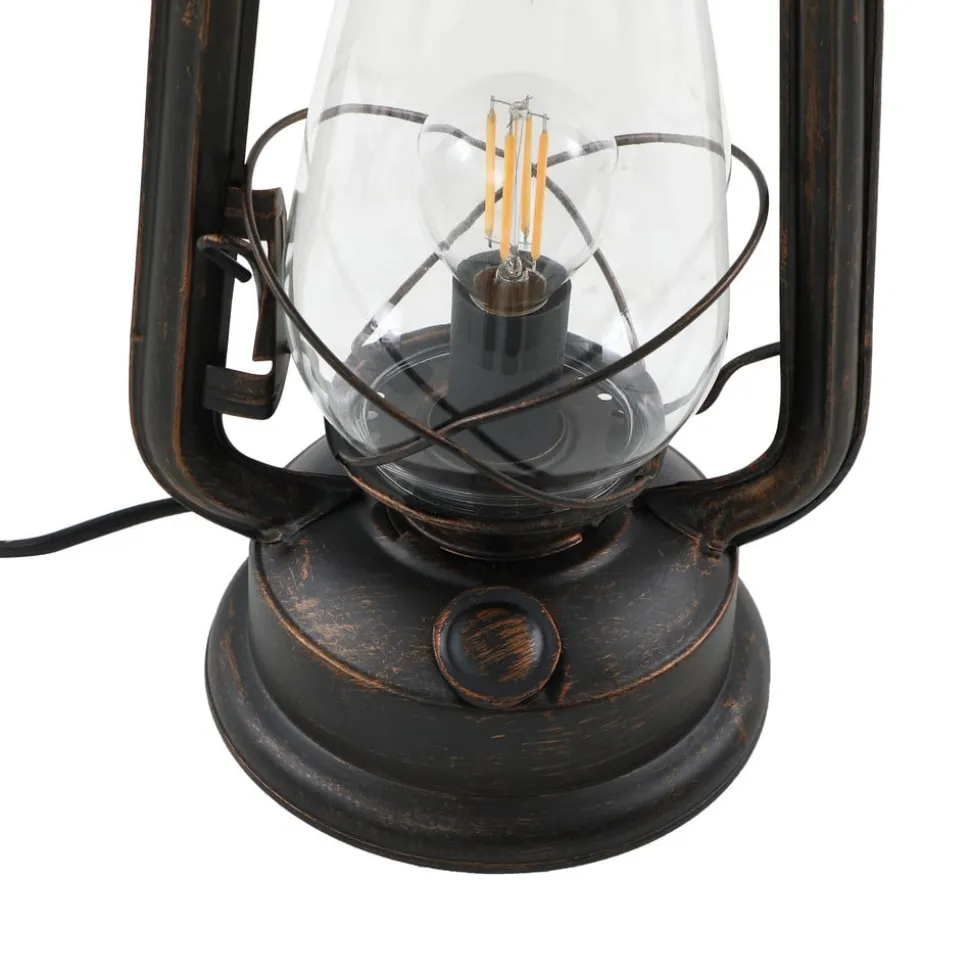 Lindby bordlampe Raisa, rustfarvet, metal, lygte, E14