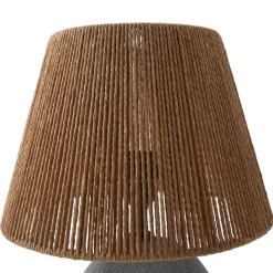 Lindby bordlampe Seasur, blågrå, keramik, papir, 29 cm