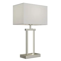 Lindby bordlampe Sigurd, hvid, stof, højde 54 cm, E27