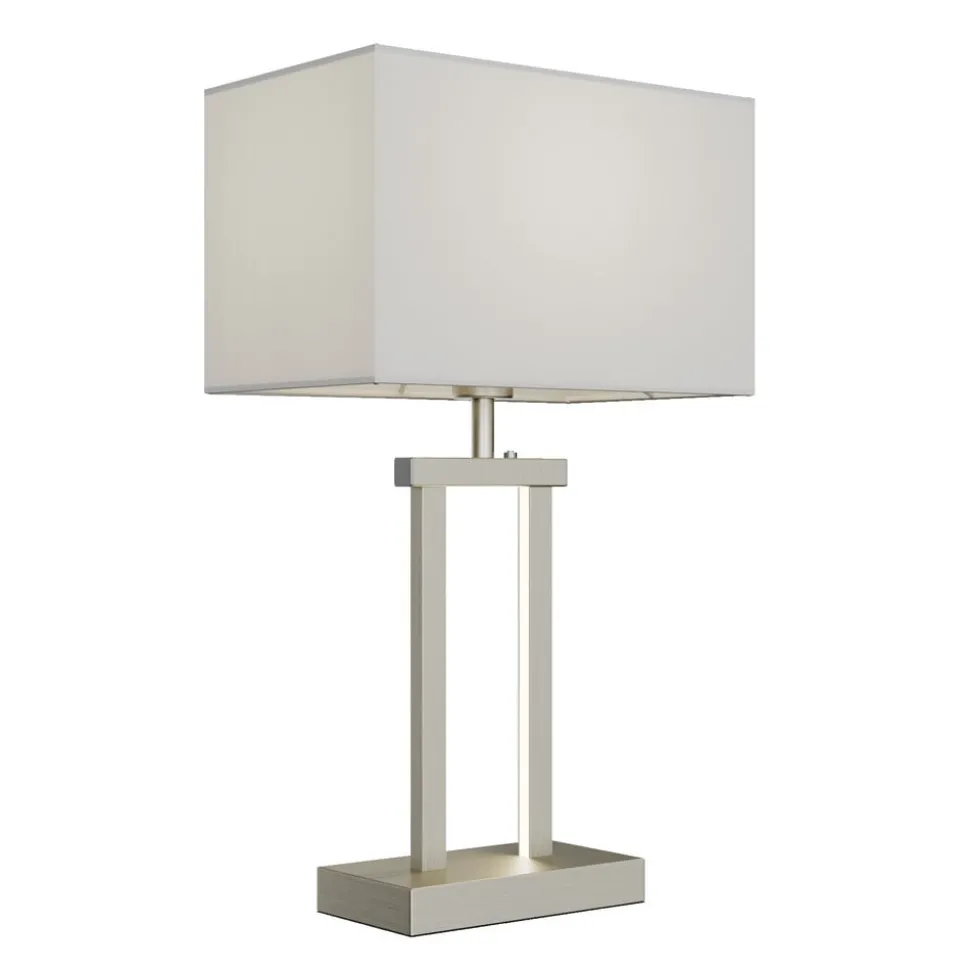 Lindby bordlampe Sigurd, hvid, stof, højde 54 cm, E27