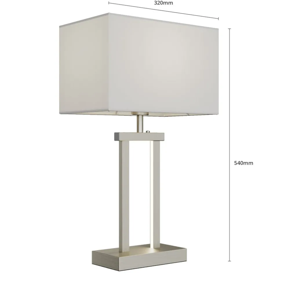 Lindby bordlampe Sigurd, hvid, stof, højde 54 cm, E27
