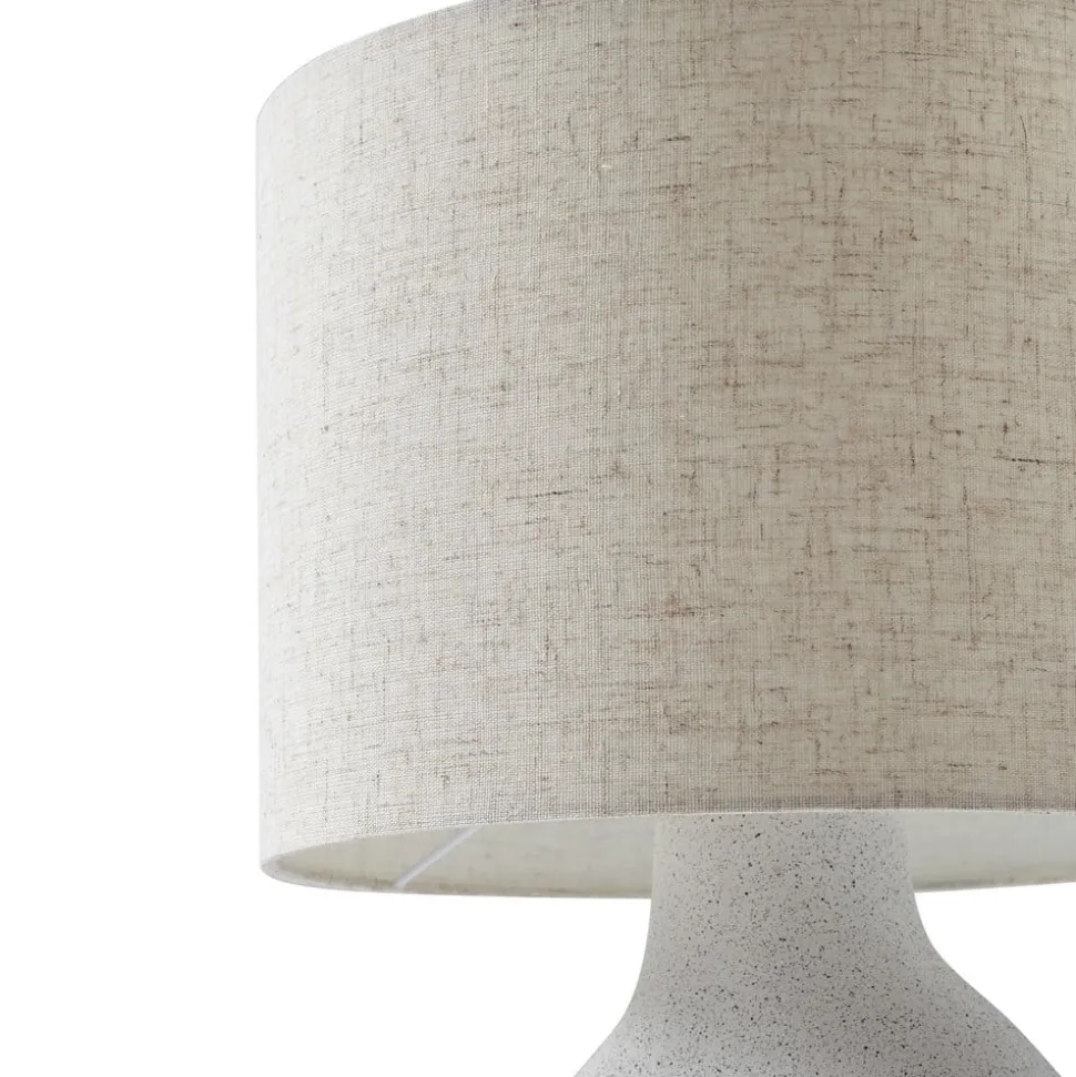 Lindby bordlampe Thalassia, hvid, Ø 30 cm, keramik