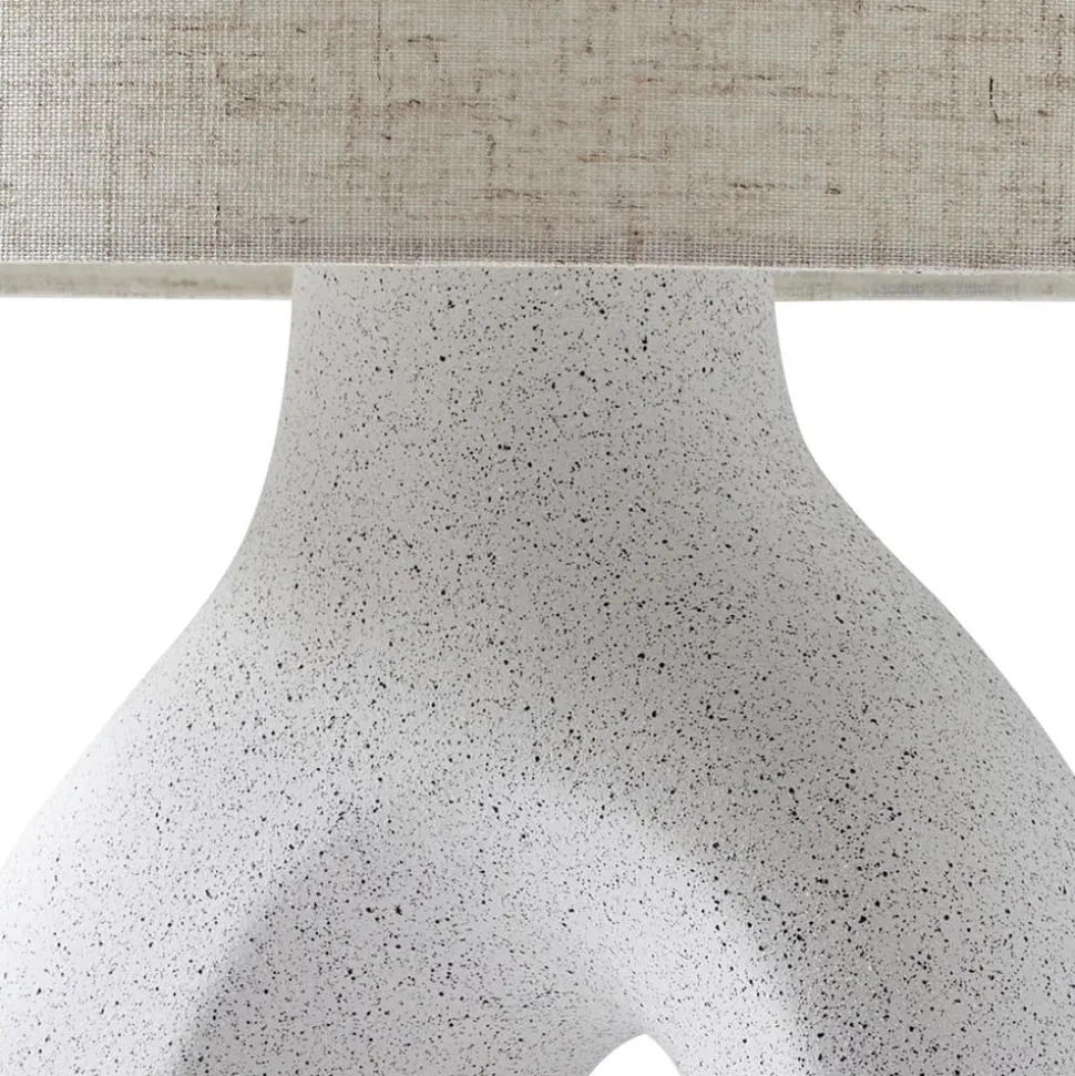 Lindby bordlampe Thalassia, hvid, Ø 30 cm, keramik