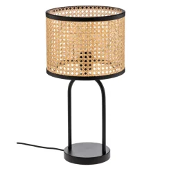 Lindby bordlampe Yaelle, 50 cm høj, rattan, sort, E27