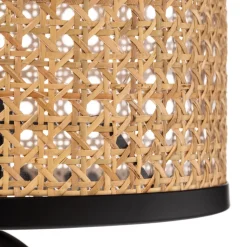 Lindby bordlampe Yaelle, 50 cm høj, rattan, sort, E27