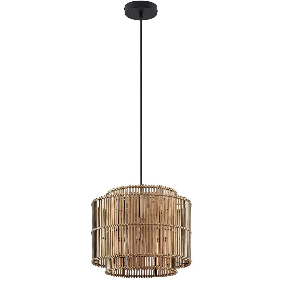 Lindby Bridga pendellampe, Ø 35 cm, sort, bambus