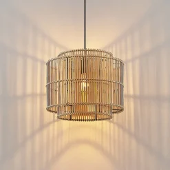 Lindby Bridga pendellampe, Ø 35 cm, sort, bambus