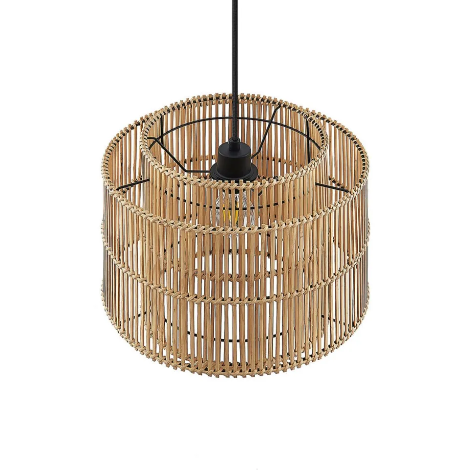 Lindby Bridga pendellampe, Ø 35 cm, sort, bambus