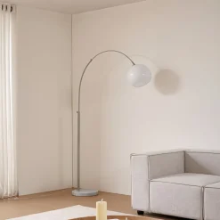 Lindby buelampe Alverton, hvid/nikkel, glas, 197 cm