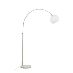 Lindby buelampe Alverton, hvid/nikkel, glas, 197 cm