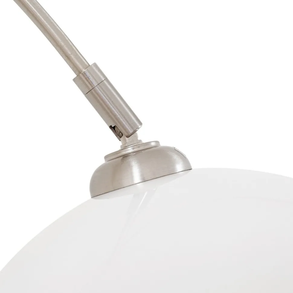 Lindby buelampe Alverton, hvid/nikkel, glas, 197 cm