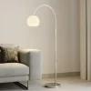 Lindby buelampe Cynthia, nikkelfarvet, glas, 140 cm, E27