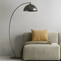 Lindby buelampe Jonera, grå, metal, E27, 185 cm høj