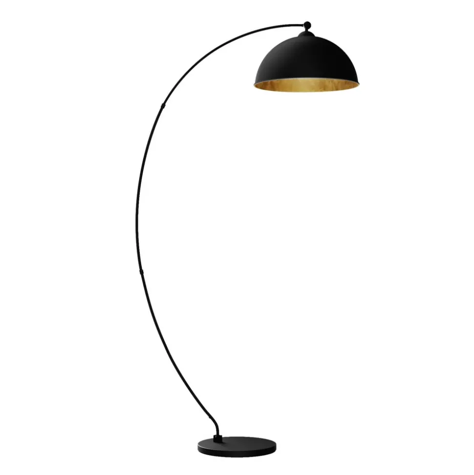 Lindby buelampe Jonera, sort, metal, E27, højde 185 cm