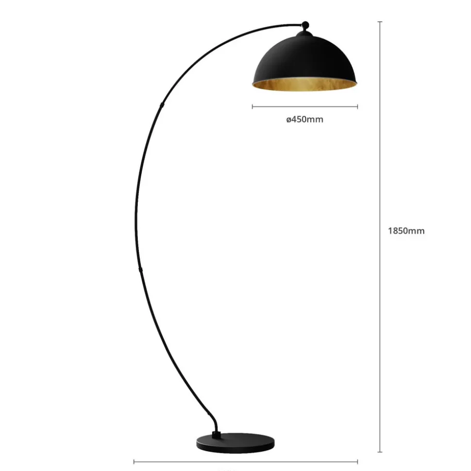 Lindby buelampe Jonera, sort, metal, E27, højde 185 cm