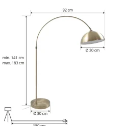 Lindby buelampe Lennart, antik messing, metal 183 cm