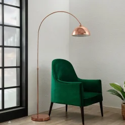 Lindby buelampe Lennart, kobber, højdejusterbar, E27
