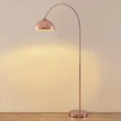 Lindby buelampe Lennart, kobber, højdejusterbar, E27