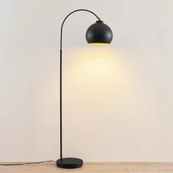 Lindby buelampe Minali, sort, metal, 148 cm høj, E27