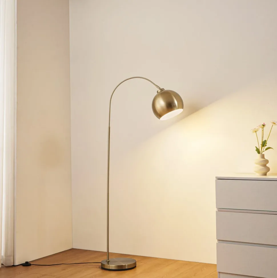 Lindby buelampe Moisia, messingfarvet, metal, 148 cm