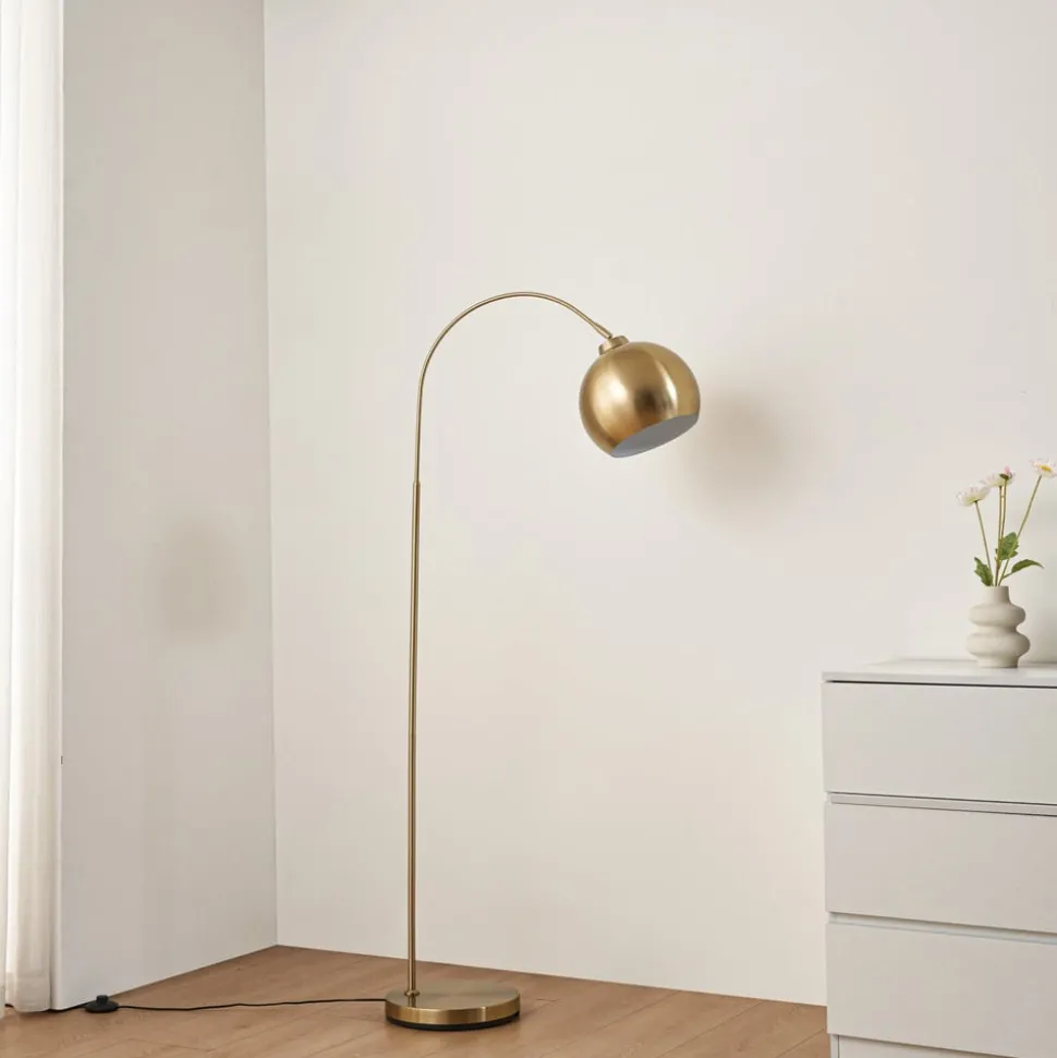 Lindby buelampe Moisia, messingfarvet, metal, 148 cm