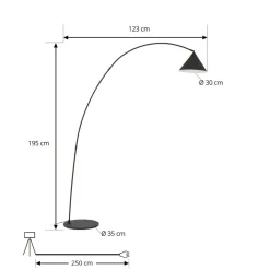 Lindby buelampe Triangolo, sort, højde 195 cm, metal E27