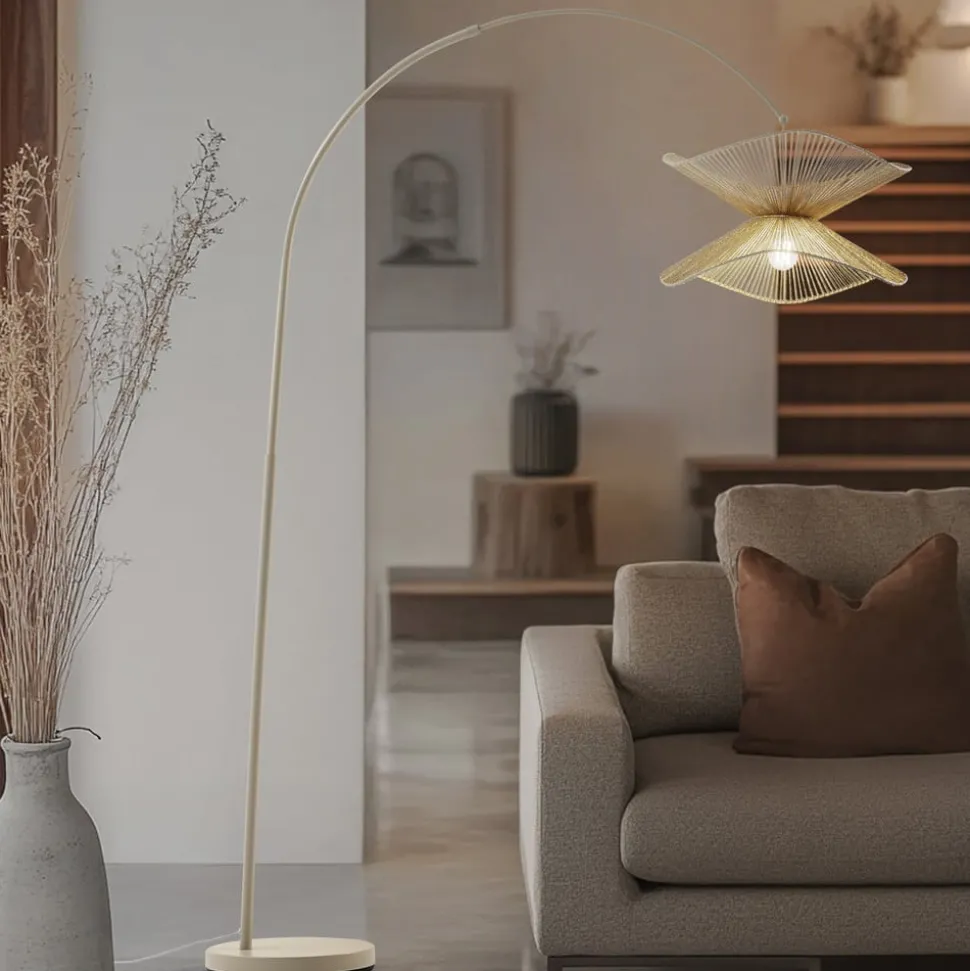 Lindby buelampe Valdorin, beige, papir, 195 cm, IP20