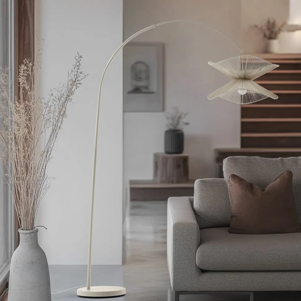 Lindby buelampe Valdorin, beige, papir, 195 cm, IP20