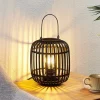 Lindby Canyana bordlampe, sort, rattan, 27 cm høj
