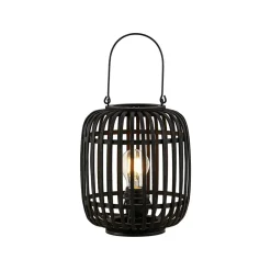 Lindby Canyana bordlampe, sort, rattan, 27 cm høj