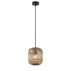 Lindby Canyana hængelampe, natur, rattan, Ø 22 cm